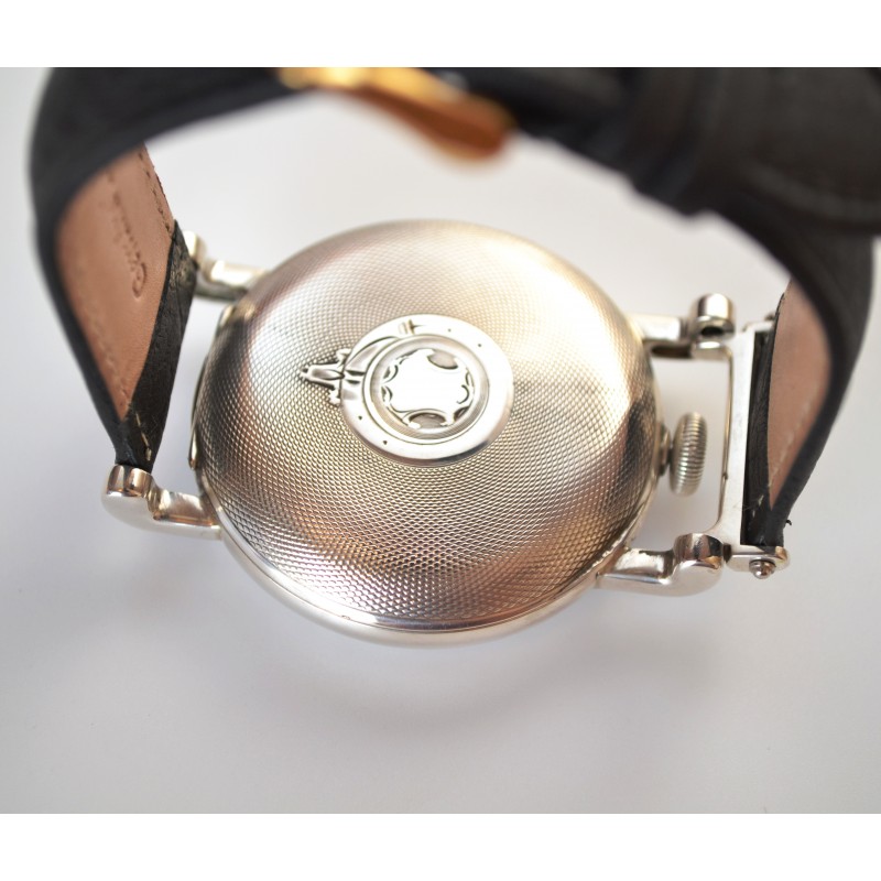 Antique Hebdomas 8-Day Silver Watch – Guilloche Enamel Telephone Dial Open Balance photo 5