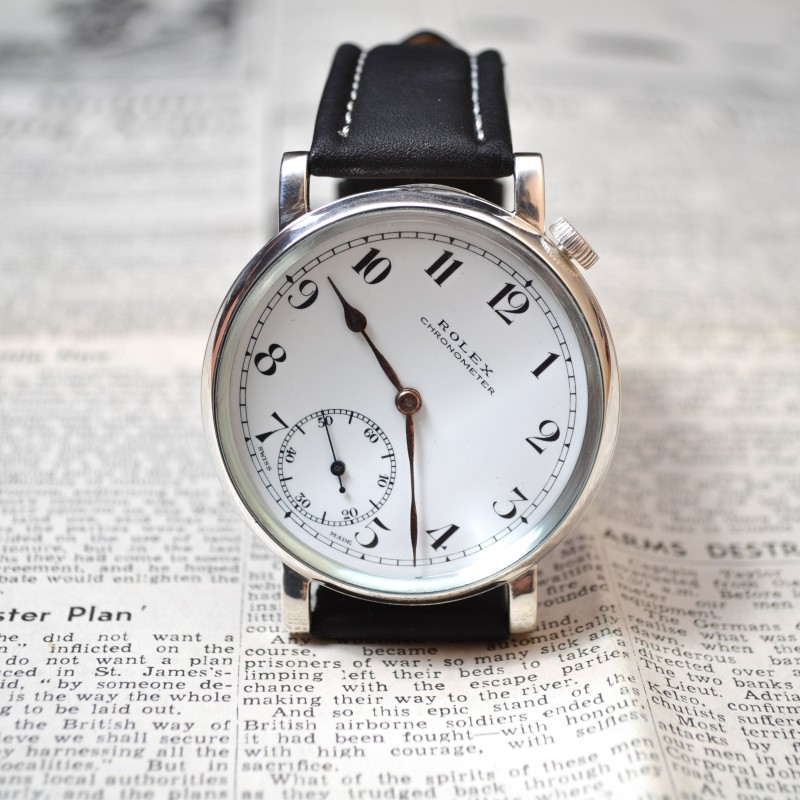 Antique military Rolex chronometer Royal Air Force pilots aviators vintage watch porcelain dial solid silver case, christmas men's gift photo 2
