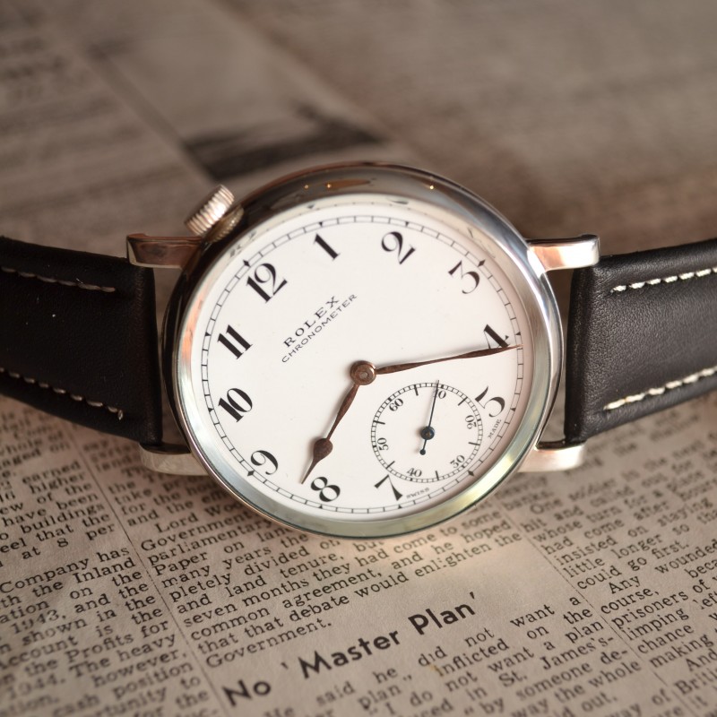 Antique military Rolex chronometer Royal Air Force pilots aviators vintage watch porcelain dial solid silver case, christmas men's gift photo 3