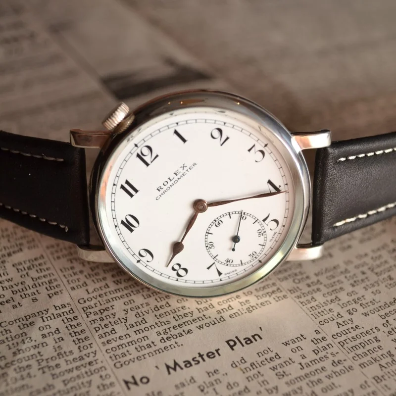Antique military Rolex chronometer Royal Air Force pilots aviators vintage watch porcelain dial solid silver case, christmas men's gift