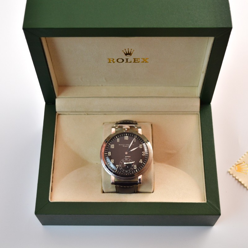 Antique Rolex Marconi Chronometer men's military trench watch black pilots dial WW1 - WW2 collectible vintage wristwatch photo 9
