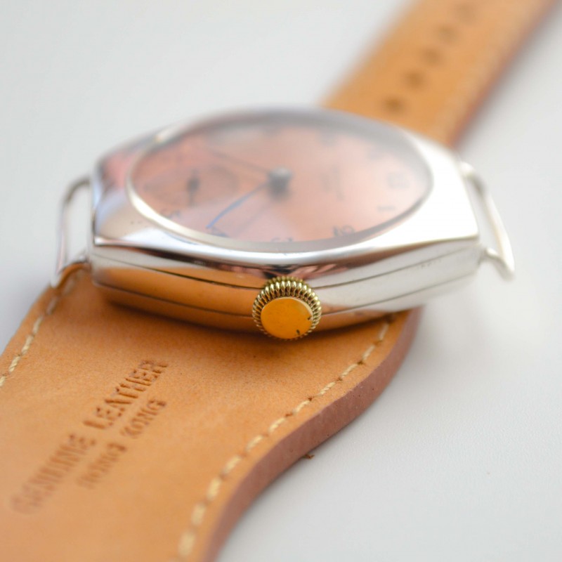 Antique Tonneau Rolex Wilsdorf Geneva Mens vintage Wrist Watch WW1 Military Trench wire lugs guilloche tropical dial photo 7