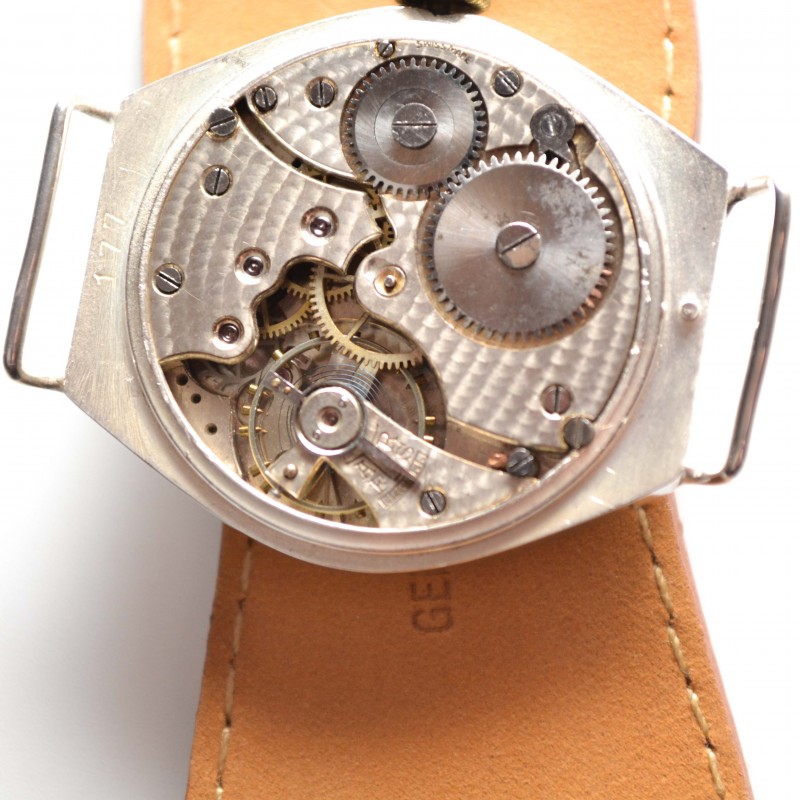 Antique Tonneau Rolex Wilsdorf Geneva Mens vintage Wrist Watch WW1 Military Trench wire lugs guilloche tropical dial photo 9