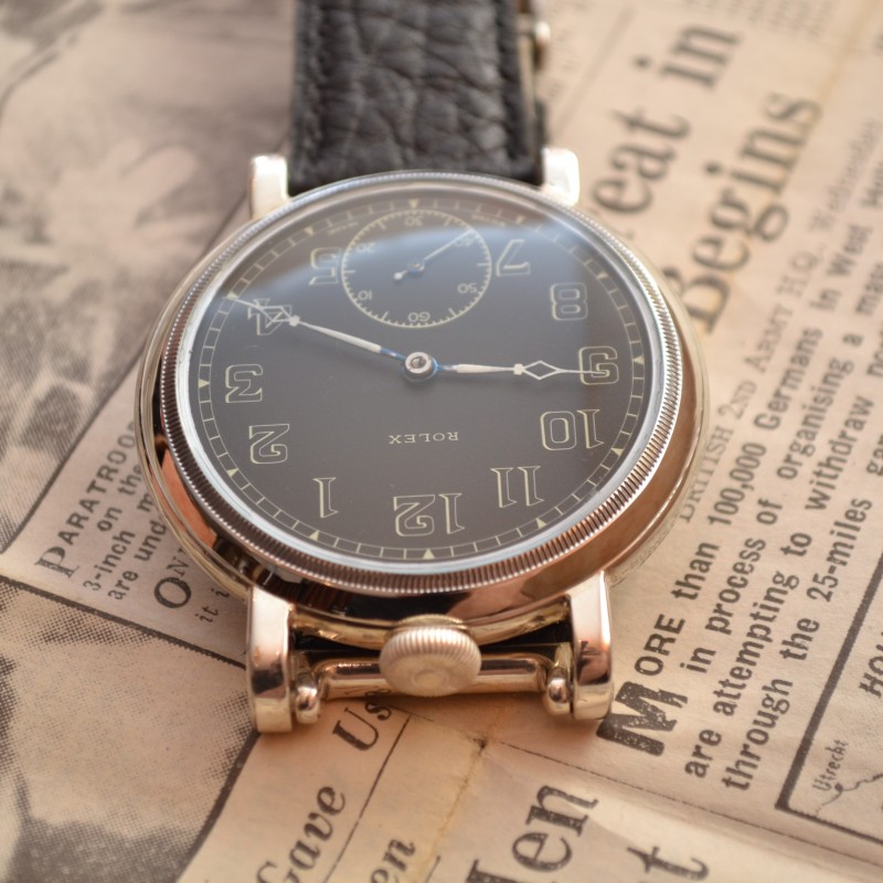 Rolex British Air Ministry military issue WW2 pilots aviator vintage men's watch antique collectible timepiece black dial screwed case photo 9