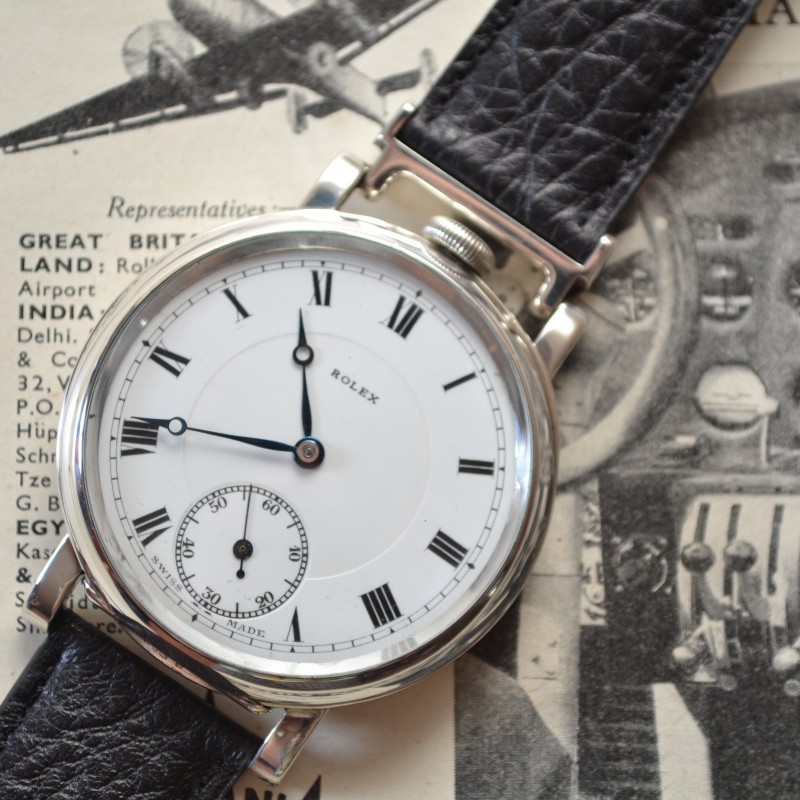 Rolex British military issue Royal Naval Air Service pre WW2 pilots aviator vintage mens watch solid silver antique collectible timepiece