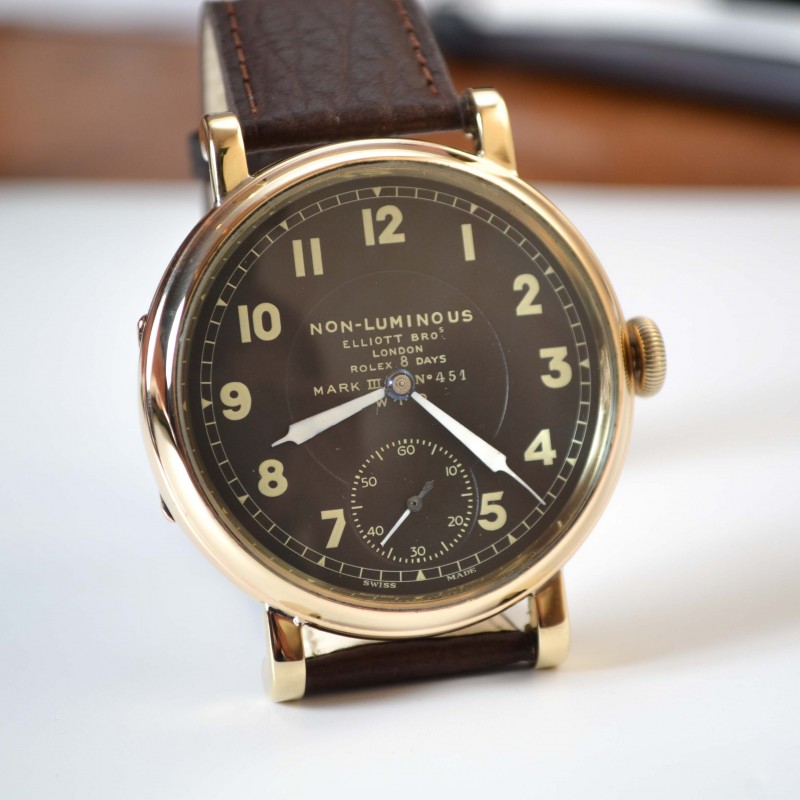 Rolex Mark III 8 day WW1 War Department military issued to RAF, RFC, RNAS pilots watch, from cockpit airplane black dial