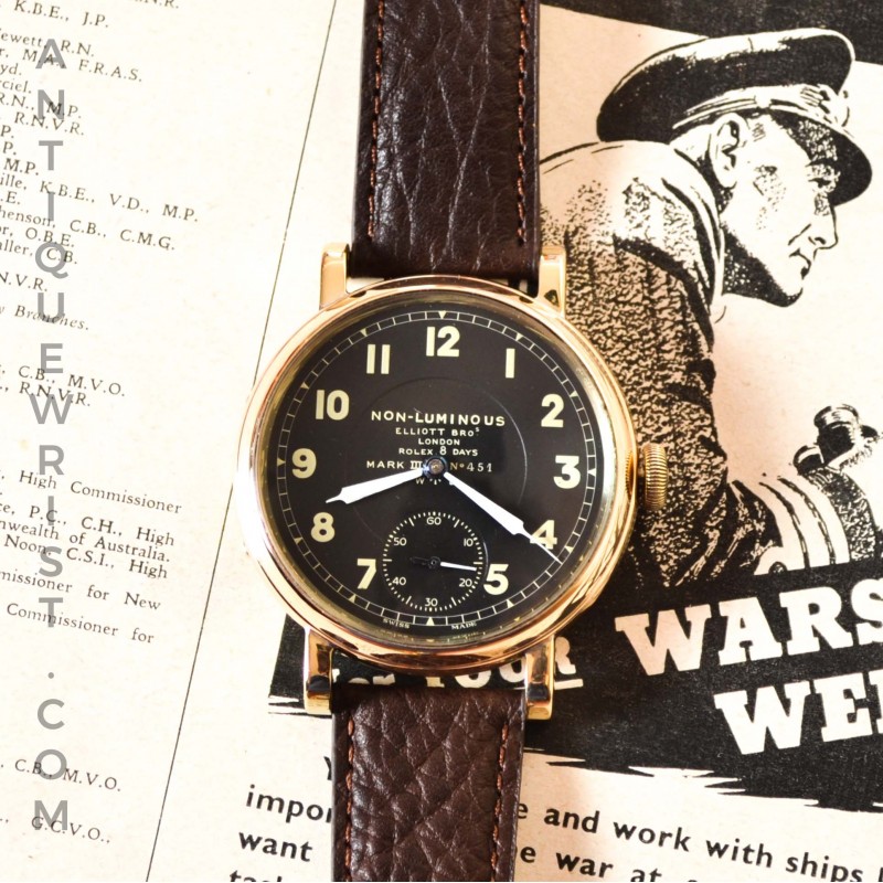 Rolex Mark III 8 day WW1 War Department military issued to RAF, RFC, RNAS pilots watch, from cockpit airplane black dial photo 3