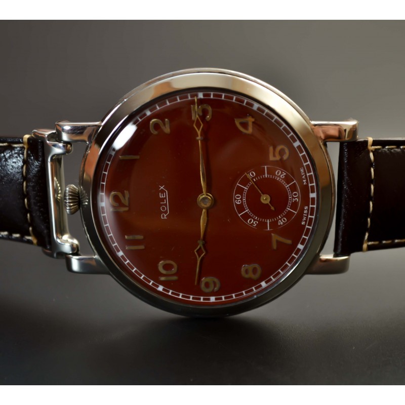 Vintage Rolex chronometer precision pre explorer rare tropical brown dial antique original pocket watch conversion to trench watch photo 10
