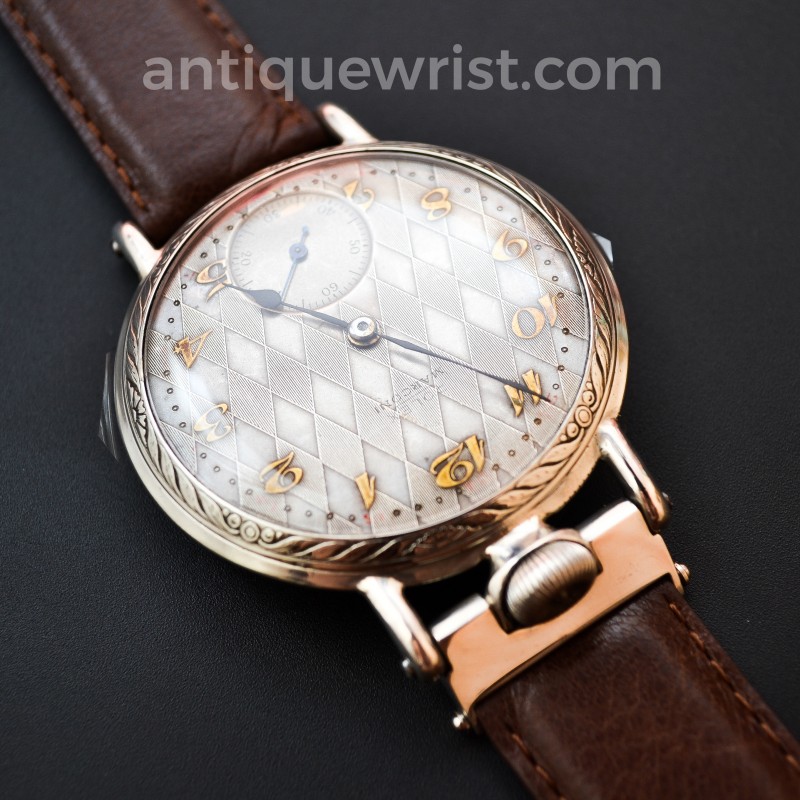 Rolex Marconi Dress Wristwatch circa 1920 – Guilloche Gilt Dial, 15 Jewels photo 2