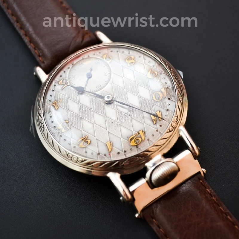 Vintage Rolex Marconi dress mens wristwatch 15 jewels great condition chronometer circa 1920 rare guilloche gilt dial