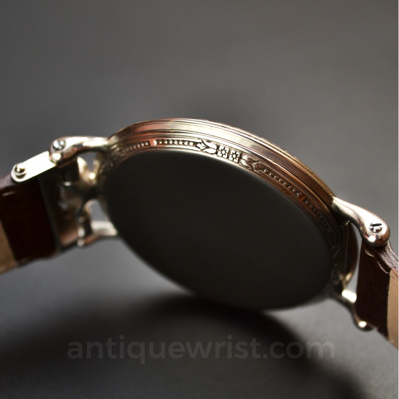 Rolex Marconi Dress Wristwatch circa 1920 – Guilloche Gilt Dial, 15 Jewels photo 8