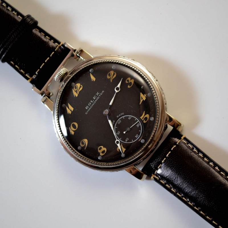 48 mm antique Rolex military pilots watch luminous marks vintage mens chronometer guilloche art deco case photo 4