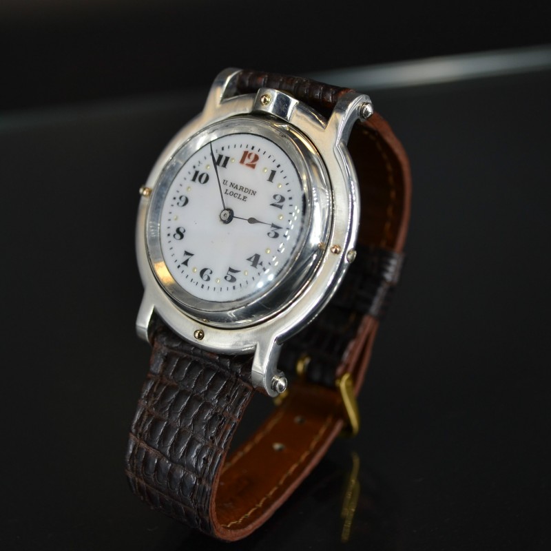 Rare 39.5 mm antique Ulysse Nardin wrist watch solid silver WW1 trench