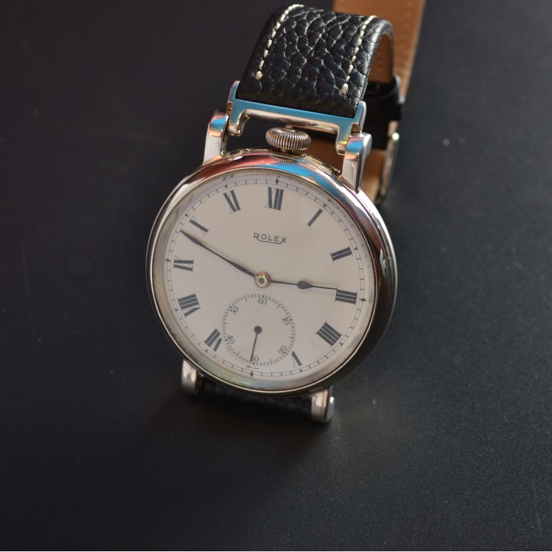 Rolex Hans Wilsorf British military Royal force WW1 vintage men's trench watch solid silver photo 4
