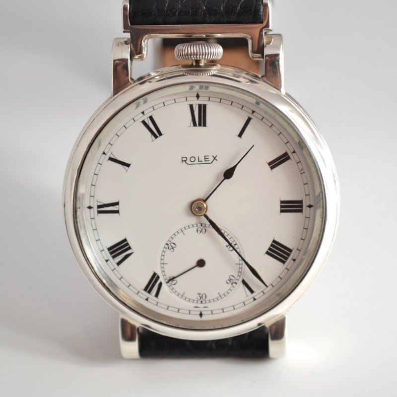 Rolex Hans Wilsorf British military Royal force WW1 vintage men's trench watch solid silver photo 5