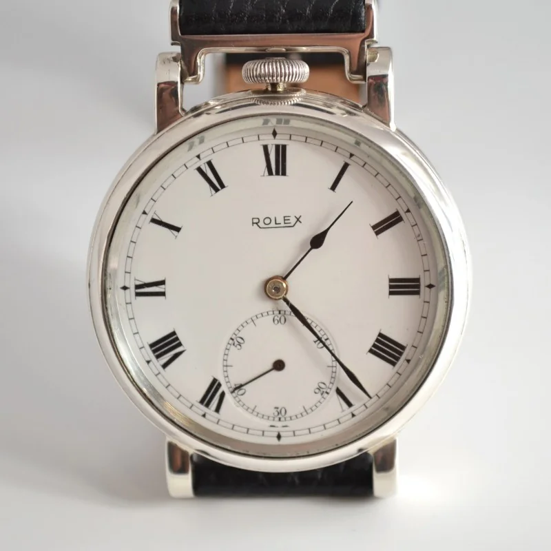 Rolex Hans Wilsorf British military Royal force WW1 vintage men's trench watch solid silver