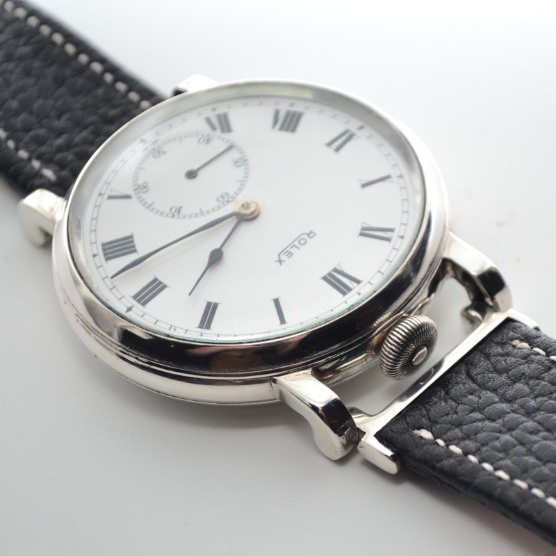 Rolex Hans Wilsorf British military Royal force WW1 vintage men's trench watch solid silver photo 6