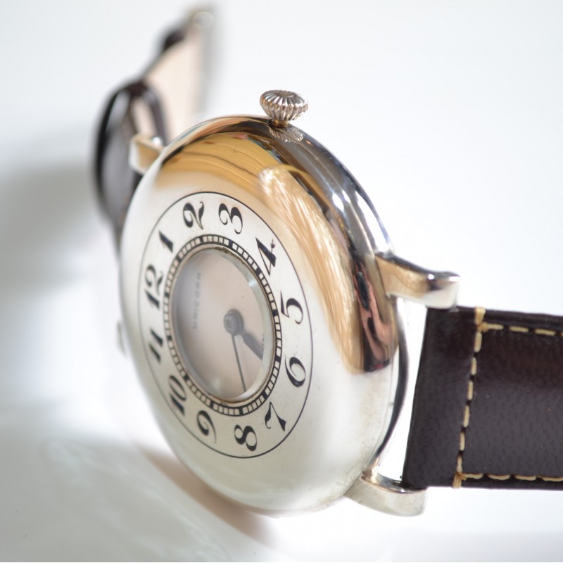 Rolex Unicorn half hunter solid silver military WW1 trench watch unique collectible genuine chronometer from 1920's photo 3