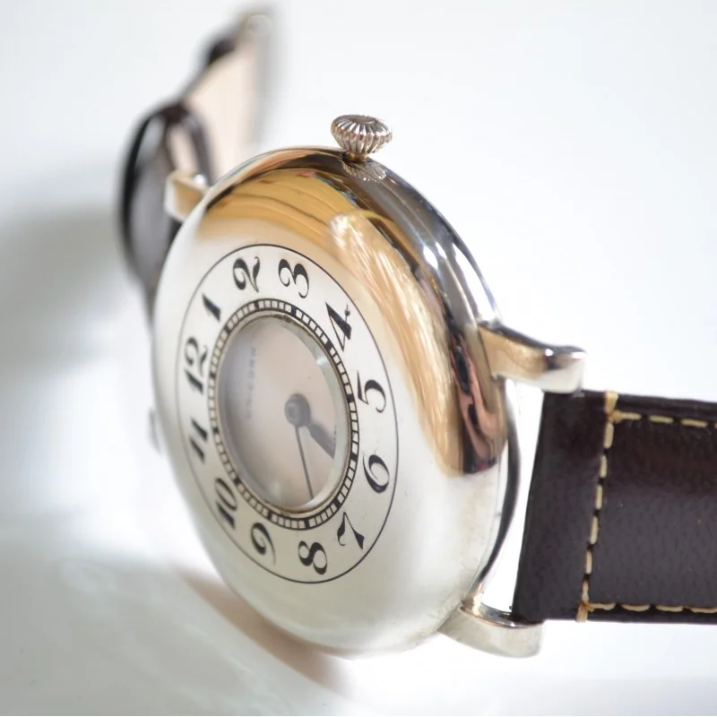 Rolex Unicorn half hunter solid silver military WW1 trench watch unique collectible genuine chronometer from 1920's