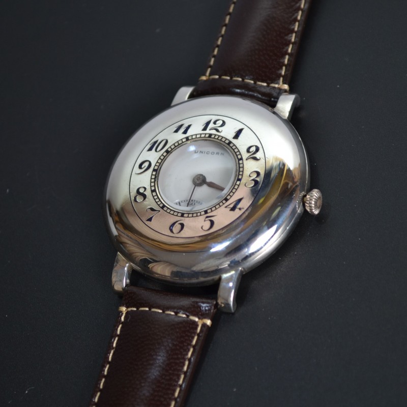 Rolex Unicorn half hunter solid silver military WW1 trench watch unique collectible genuine chronometer from 1920's photo 6