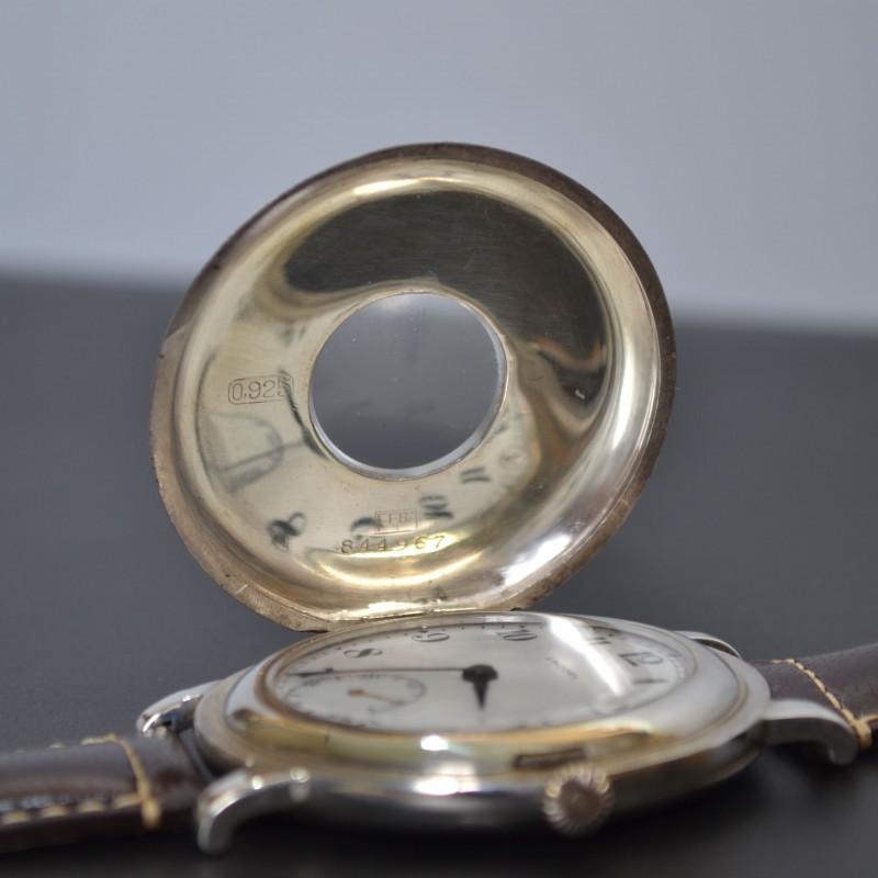 Rolex Unicorn half hunter solid silver military WW1 trench watch unique collectible genuine chronometer from 1920's photo 8