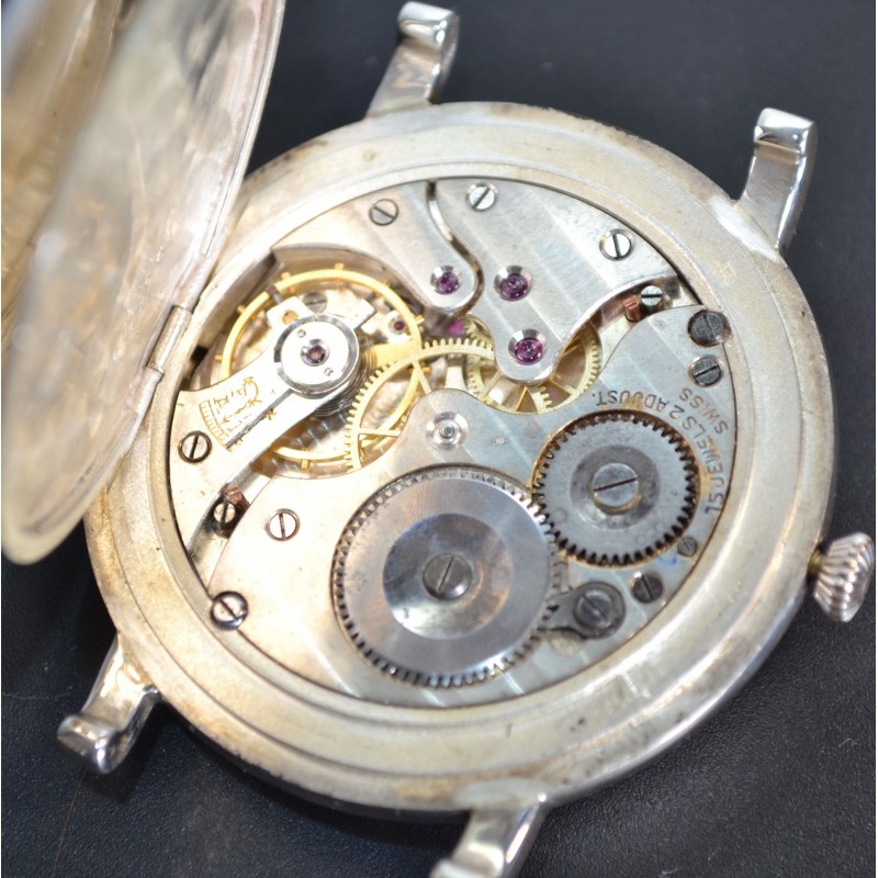 Rolex Unicorn half hunter solid silver military WW1 trench watch unique collectible genuine chronometer from 1920's photo 11