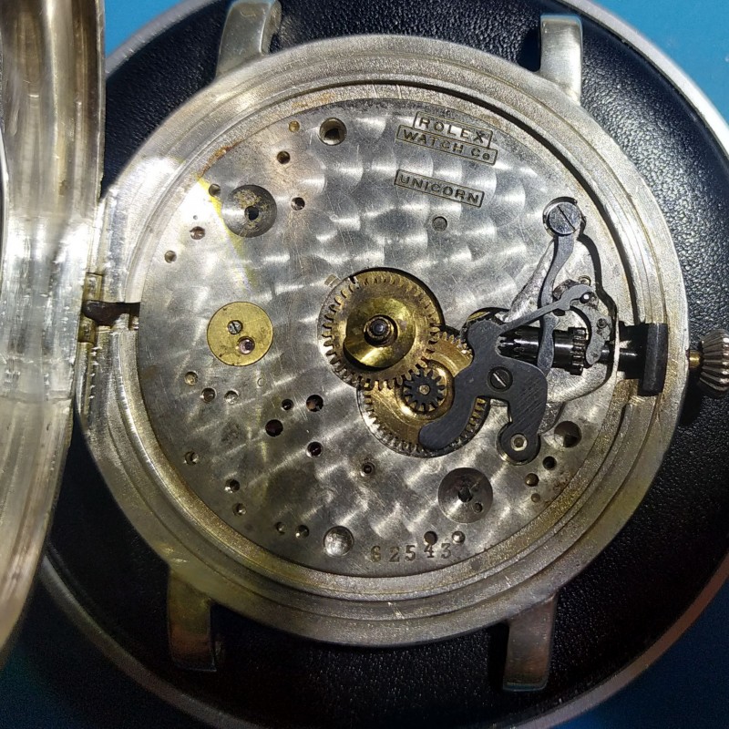 Rolex Unicorn half hunter solid silver military WW1 trench watch unique collectible genuine chronometer from 1920's photo 13