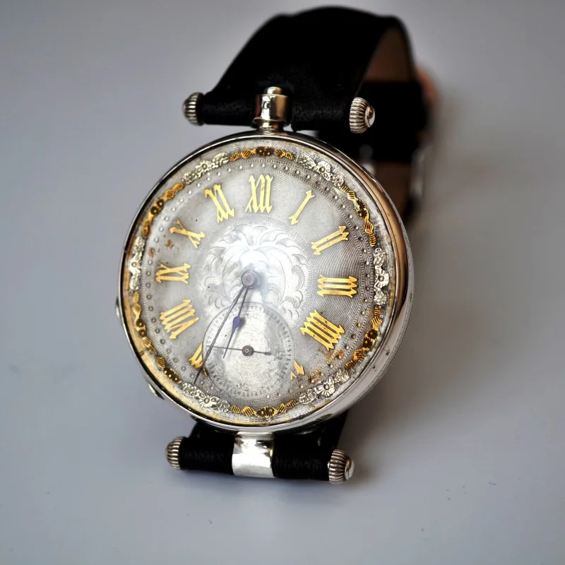 43mm solid silver antique watch Swiss exhibition circa 1850 key wind watch