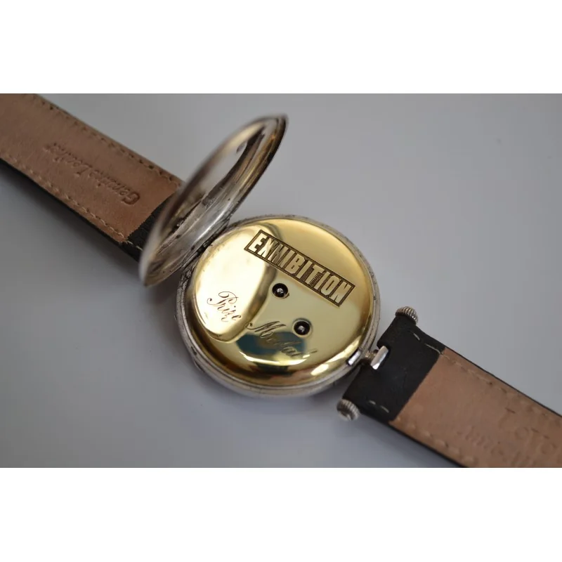 43mm solid silver antique watch Swiss exhibition circa 1850 key wind watch
