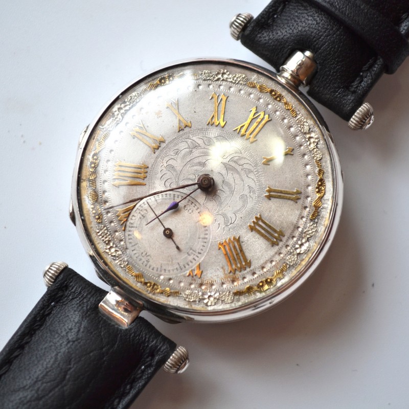 43mm Solid Silver Antique Swiss Pocket Watch Conversion, circa 1850, Key Wind photo 3