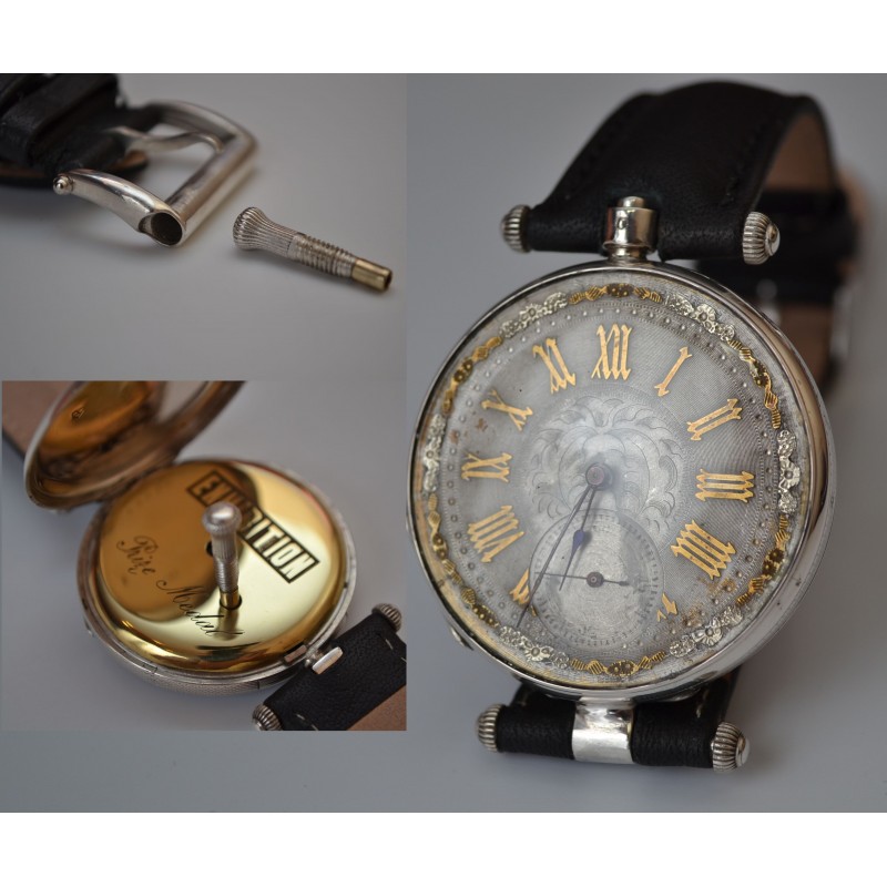 43mm Solid Silver Antique Swiss Pocket Watch Conversion, circa 1850, Key Wind photo 4