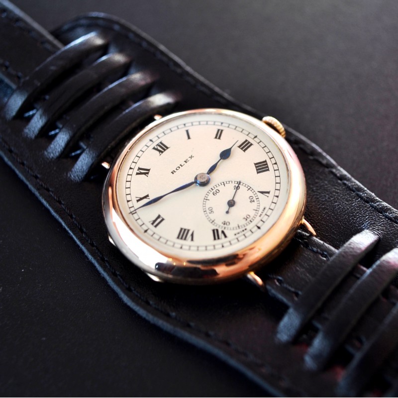 Rolex 34mm Solid Gold Bubbleback WW1 Trench Watch