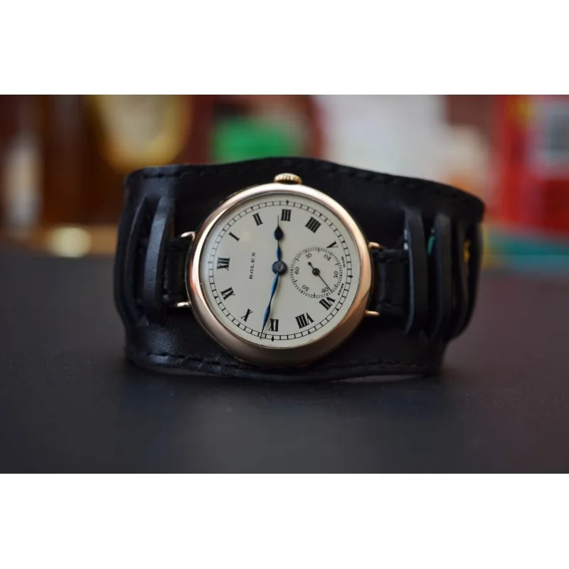 antique vintage rolex solid gold timepiece watch wristwatch trench chronometer old used rare unique ww1 patina swiss