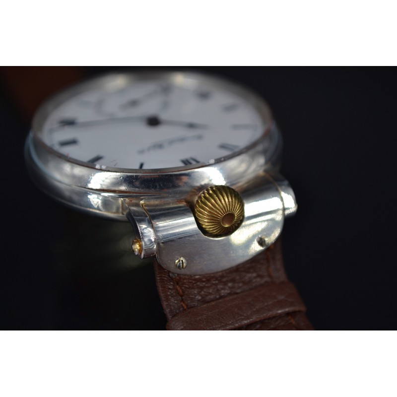 IWC International Watch Co solid silver chronometer antique WW1 military large photo 5