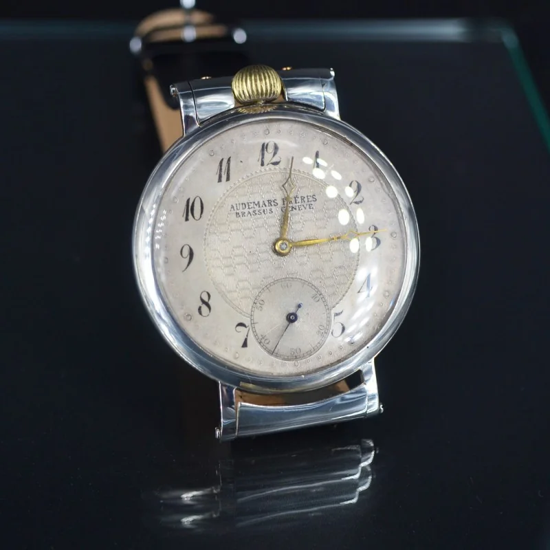 Authentic AUDEMARS Freres oversize solid silver antique swiss pocket conversion to wrist watch chronometer