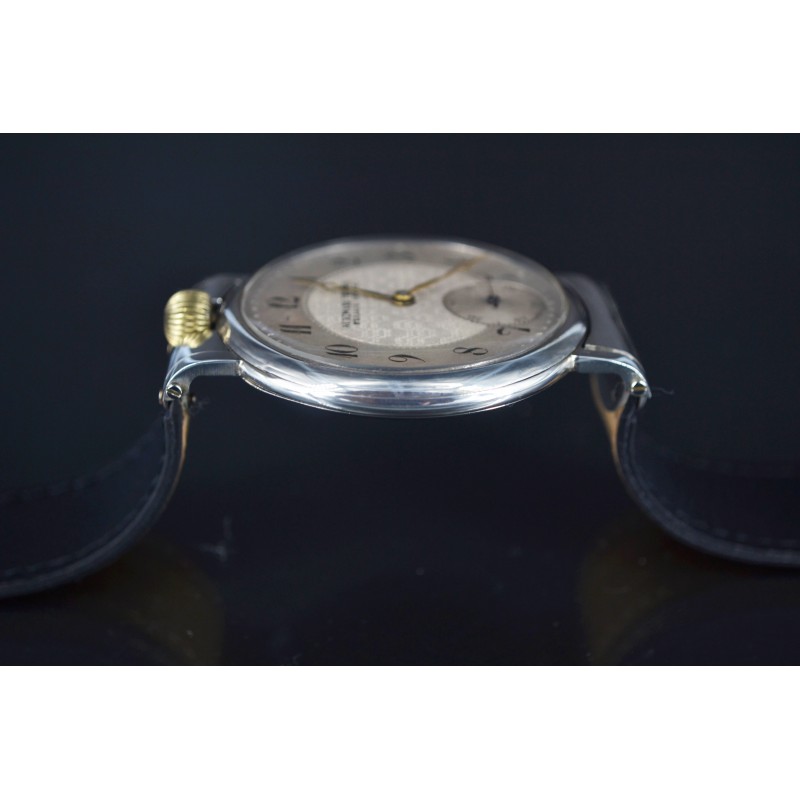 Authentic AUDEMARS Freres oversize solid silver antique swiss pocket conversion to wrist watch chronometer photo 3