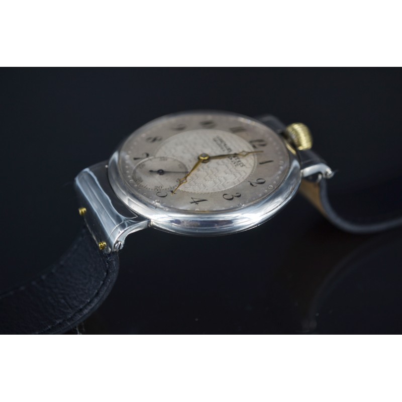Authentic AUDEMARS Freres oversize solid silver antique swiss pocket conversion to wrist watch chronometer photo 4