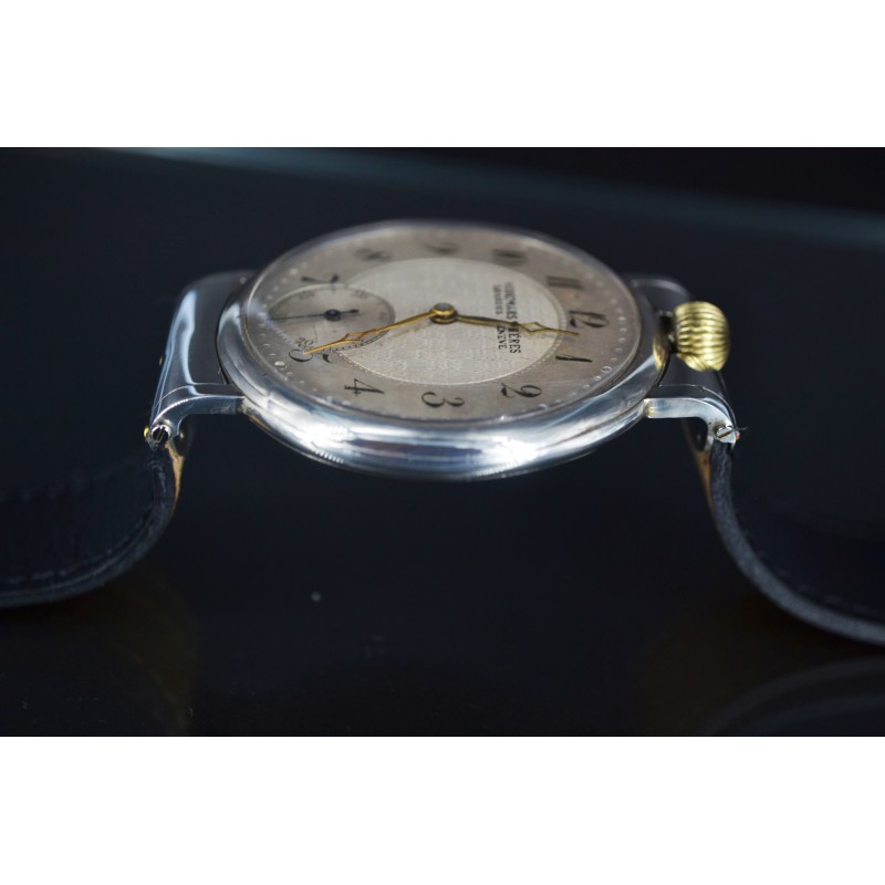 Authentic AUDEMARS Freres oversize solid silver antique swiss pocket conversion to wrist watch chronometer photo 5