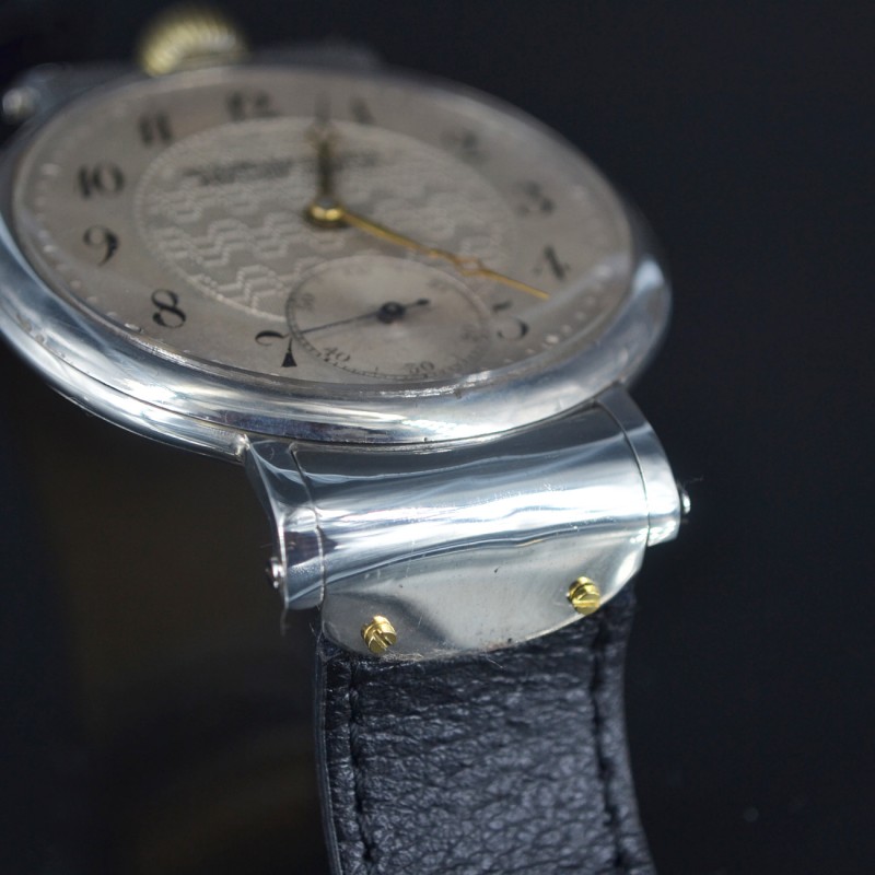 Authentic AUDEMARS Freres oversize solid silver antique swiss pocket conversion to wrist watch chronometer photo 7