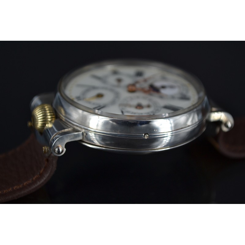 Omega Jura Perpetual Calendar Moonphase silver WW1 antique swiss men wristwatch photo 3
