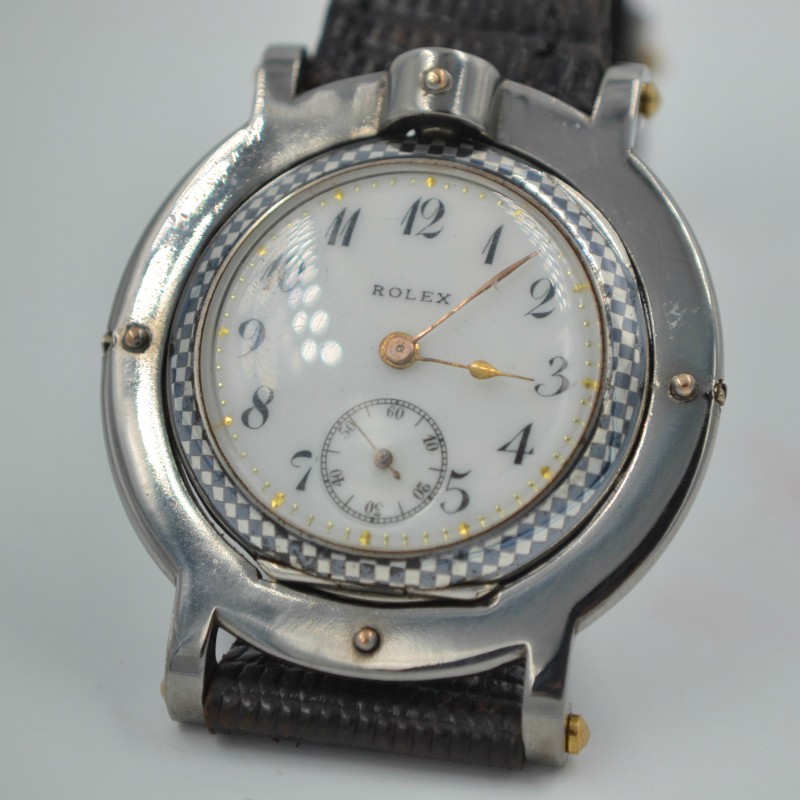 Rolex Watch Unique Niello original Rebberg solid silver with gold decor C.1900
