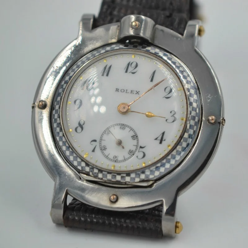 Rolex Watch Unique Niello original Rebberg solid silver with gold decor C.1900