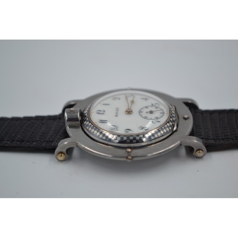 Rolex Watch Unique Niello original Rebberg solid silver with gold decor C.1900 photo 4