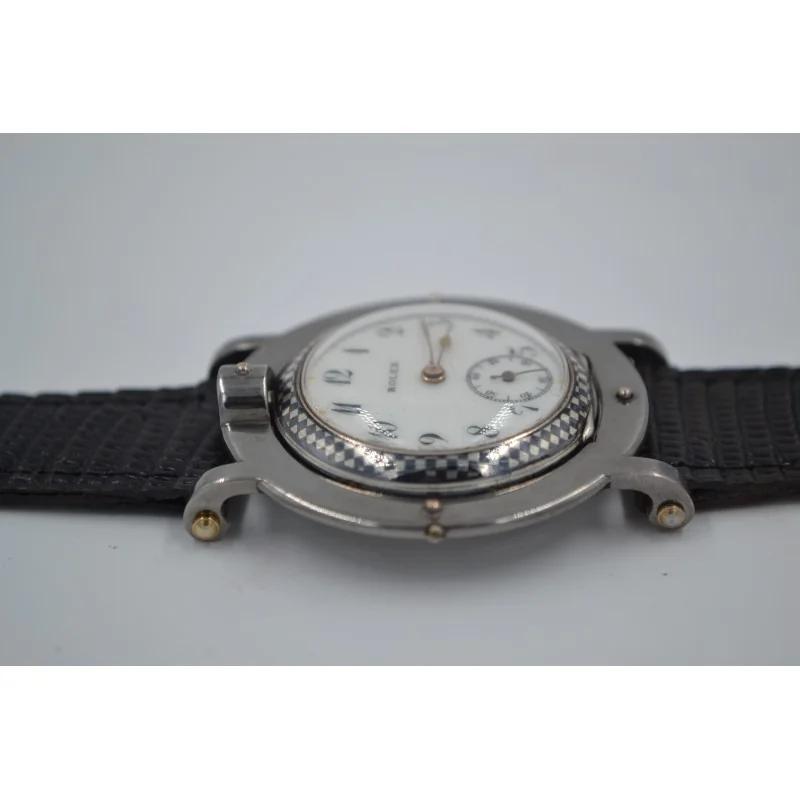 Rolex Watch Unique Niello original Rebberg solid silver with gold decor C.1900