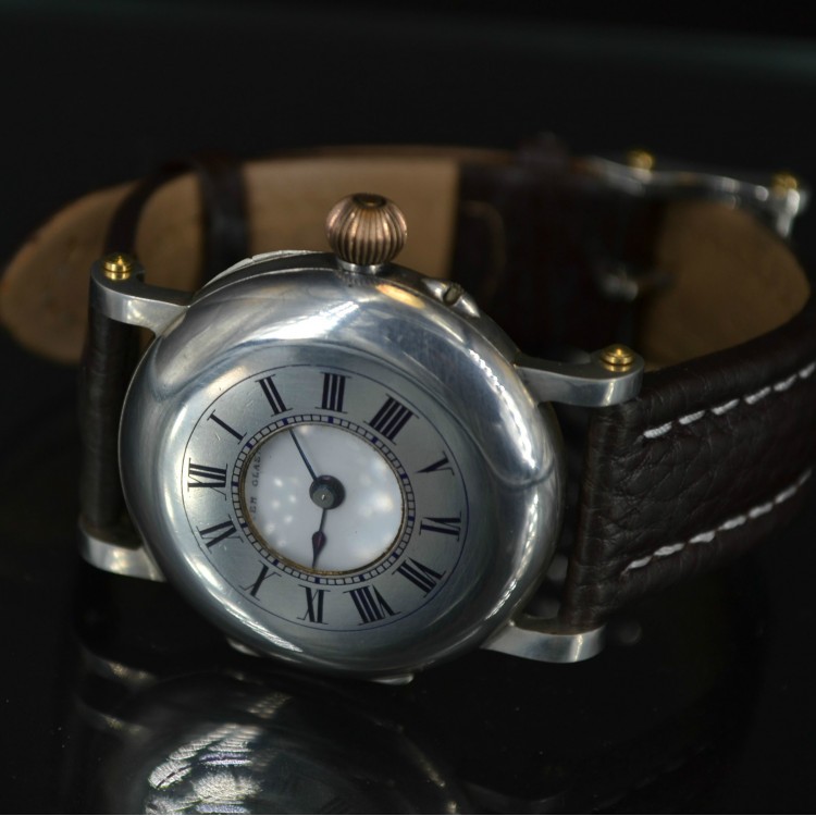 System Glashutte Antique Hunter Military Trench WW1 Solid Silver Wrist Watch