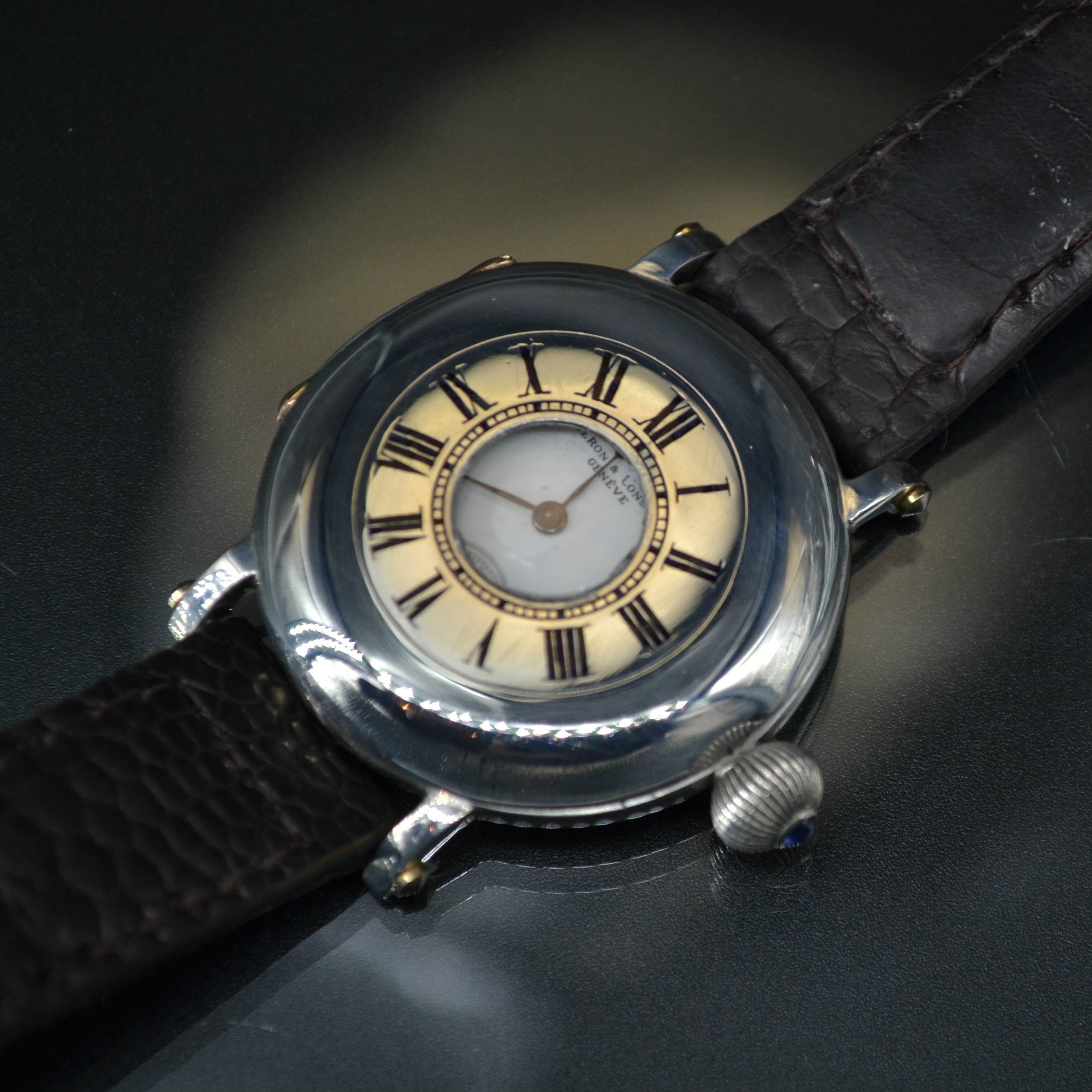 Vacheron Constantin Antique Half Hunter Solid Silver Men's Wrist Watch
