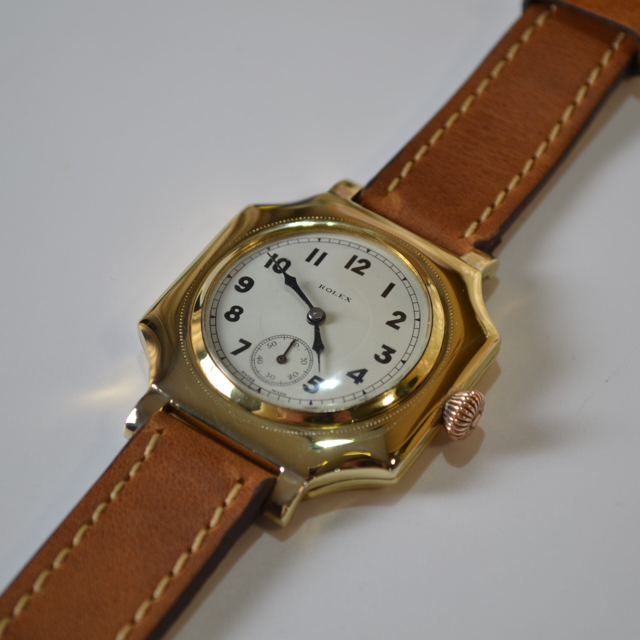 Vintage 1920s Rolex Square Cushion 39mm Gold Plated Men's Wristwatch photo 2