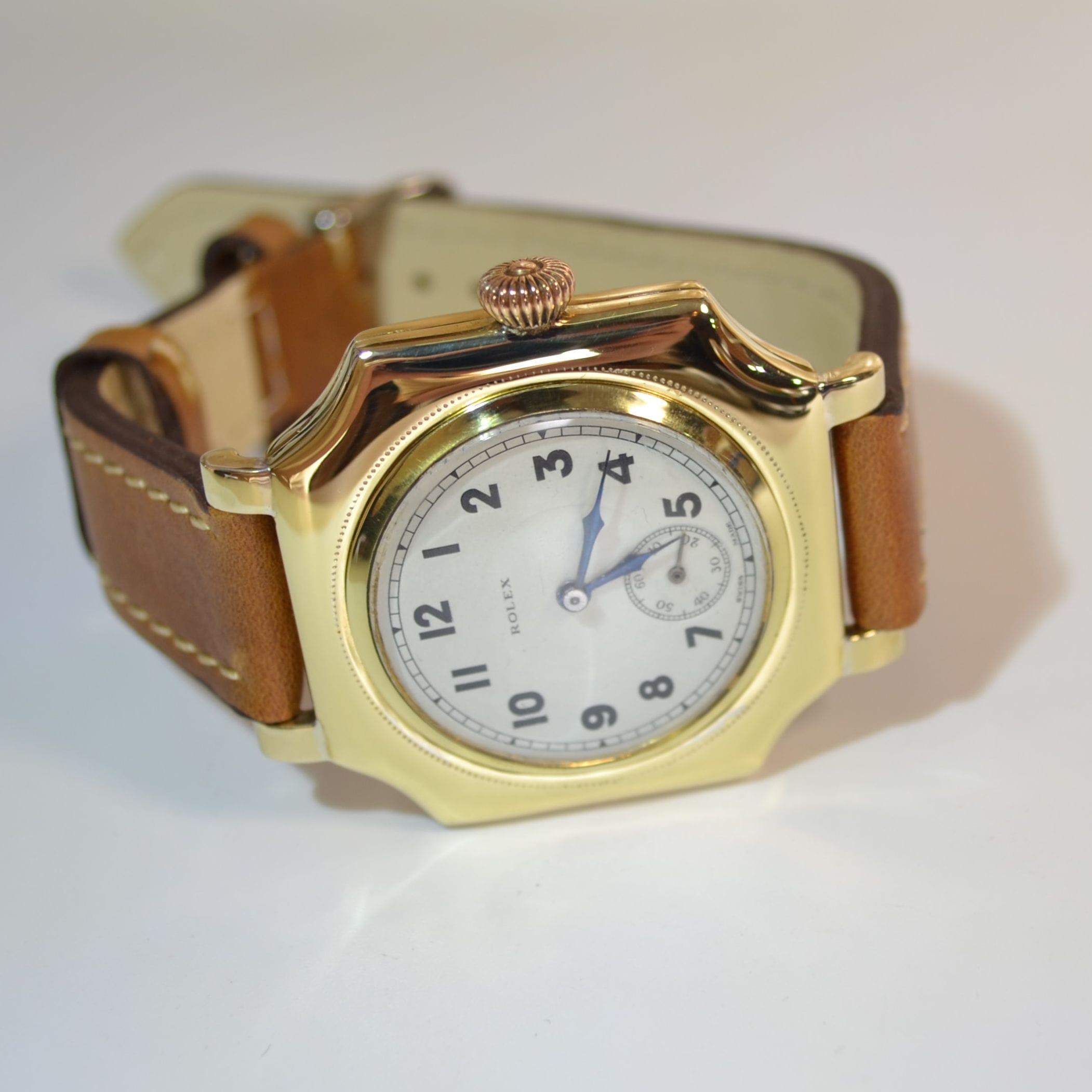 Vintage 1920s Rolex Square Cushion 39mm Gold Plated Men's Wristwatch photo 3