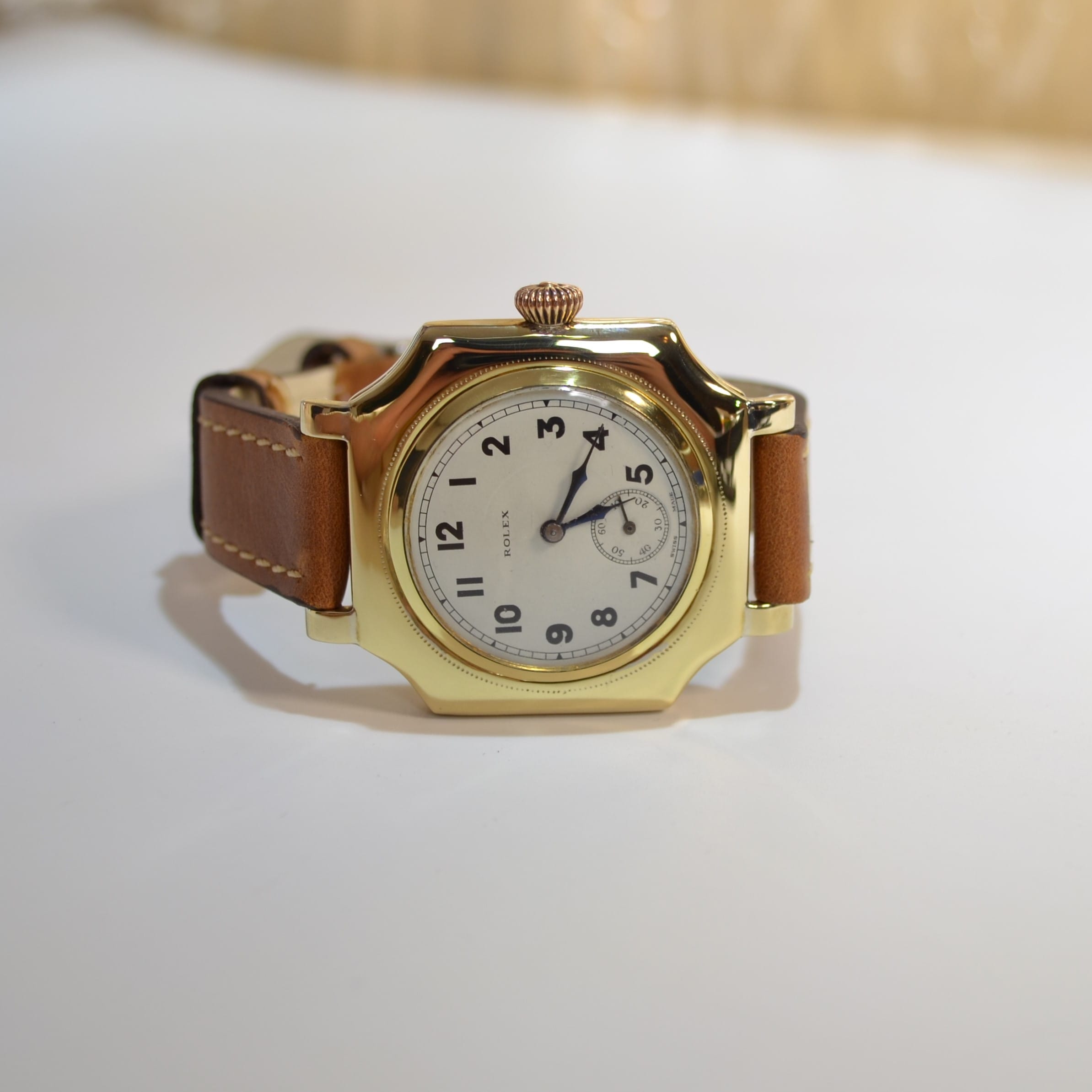 Vintage 1920s Rolex Square Cushion 39mm Gold Plated Men's Wristwatch photo 4