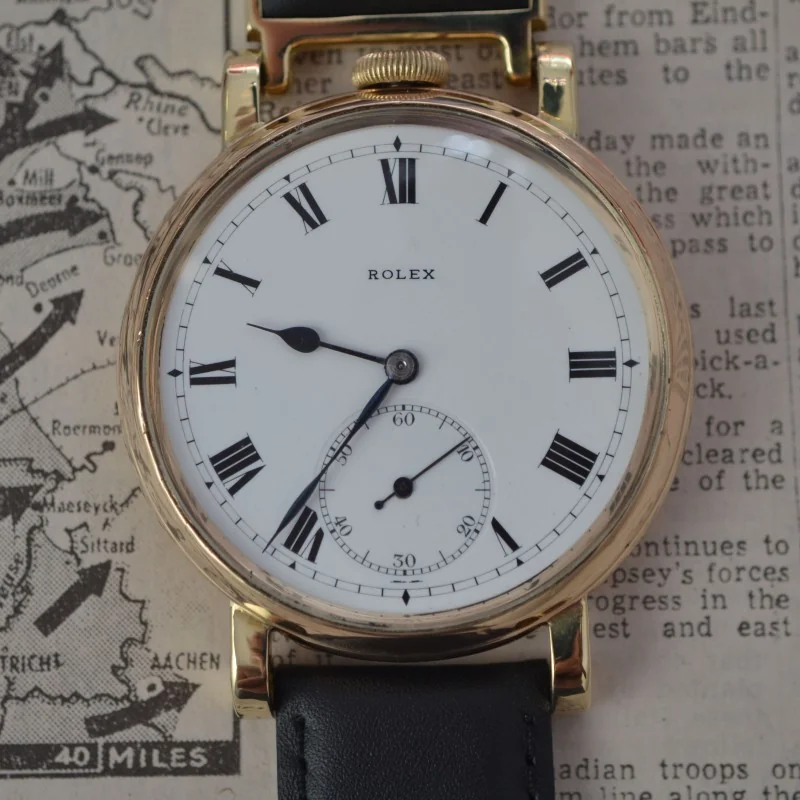 Vintage genuine Rolex chronometer 15 jewels gold plated Dennison case porcelain dial collectible mens wristwatch